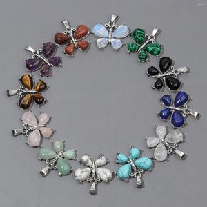 Charms 1 Stuks Vlindervorm Natuursteen Lapis Lazuli Turquoise Quartz Hangers Voor Diy Sieraden Maken Ketting Accessoires