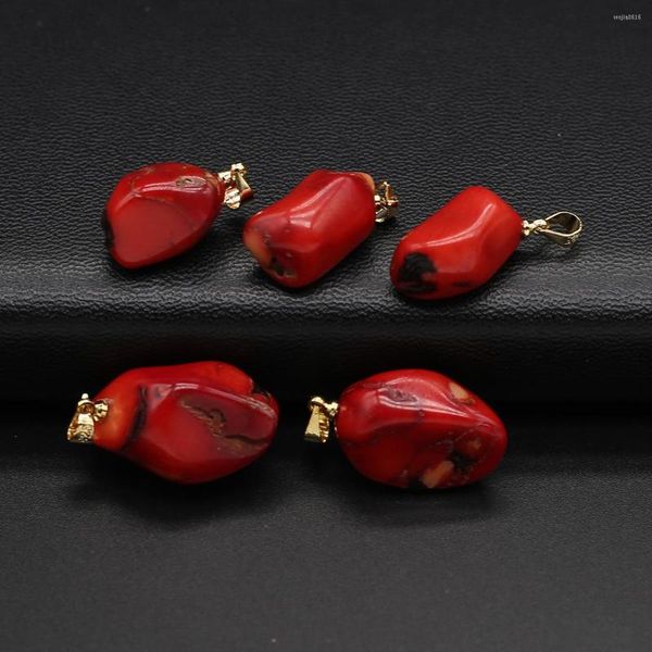 Dijes 1 Uds. Natural mar bambú rojo Coral dos puntas extremos colgante DIY joyería collar accesorios moda fiesta mujer regalo