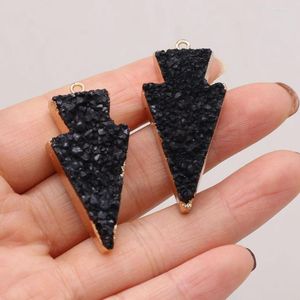 Dijes, 1 Uds., piedra Natural, ágatas, dientes de cristal, ancla, colgante chapado en oro para hacer joyas, collar, pendientes, accesorios, regalo curativo