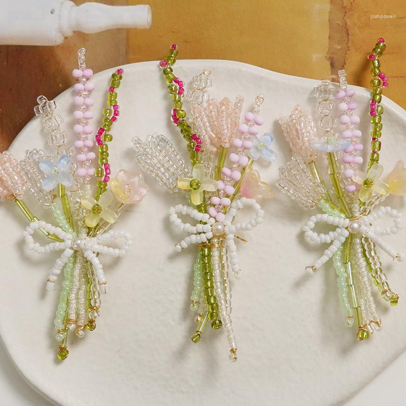 Charms 1pcs The Fugitive Princess Super Fairy Colorful Lavender Flowers Diy Hand-woven Beaded Hairpin Hair Accessories Earrings