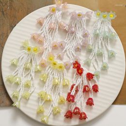 Charms 1 pz Commercio all'ingrosso di energiche nappe per ragazza Colorful Lily The Valley Flowers DIY Hand Wound Beaded Hair Clips Accessori