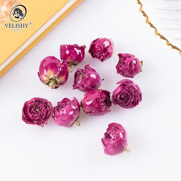 Charmes 2 pièces bijoux en résine faits à la main vraie fleur pétale pendentifs pétale de Rose charme pour bricolage boucle d'oreille trouver fabrication