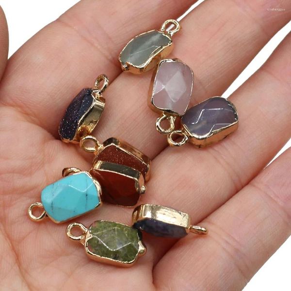 Charmes 2 pièces pendentifs en pierre naturelle bleu sable Rose Quartzs Agates pour bijoux à bricoler soi-même faisant collier Bracelets taille 8x12mm