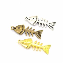 Charms 200 PCS/Lot Fish Bone Skeleton Pendant kralen 26x12mm Good voor ambachtelijke sieraden Druppel levering bevindingen Componenten DHSF3