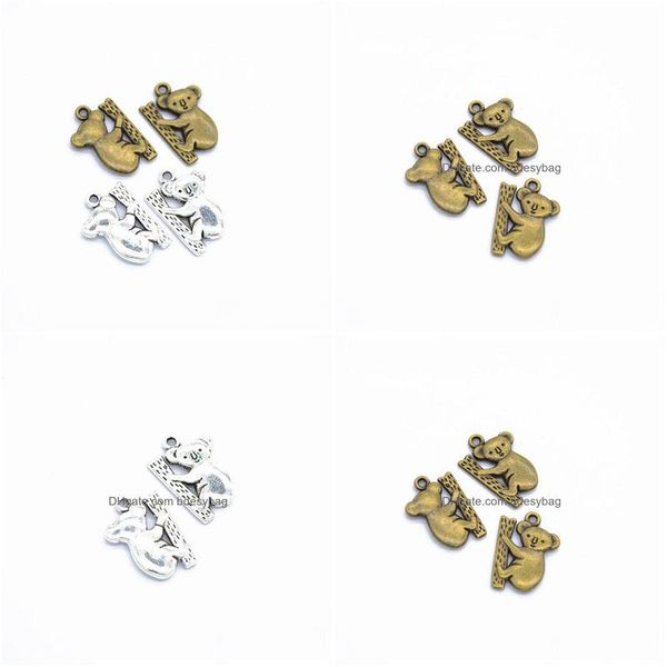 Breloques 200 Pcs/Lot pendentifs ours Koala pour la fabrication de bijoux bricolage artisanat fait main 20X15Mm 2 couleurs livraison directe 202 Dhzeb