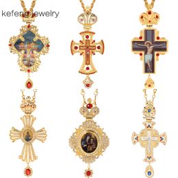 Charms 2021 Fashion Nouveau collier Cross Men Collier Collier orthodoxe Crucifix Crucifix Christian Collier Religieux Artisanat