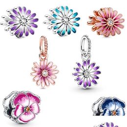 Charms 2023 925 Sterling Sier Daisy Flower Viooltje Charm Fit Originele Pandora Armband Ronde Kraal Diy Vrouw Sieraden Drop Delivery Find Dhdvx
