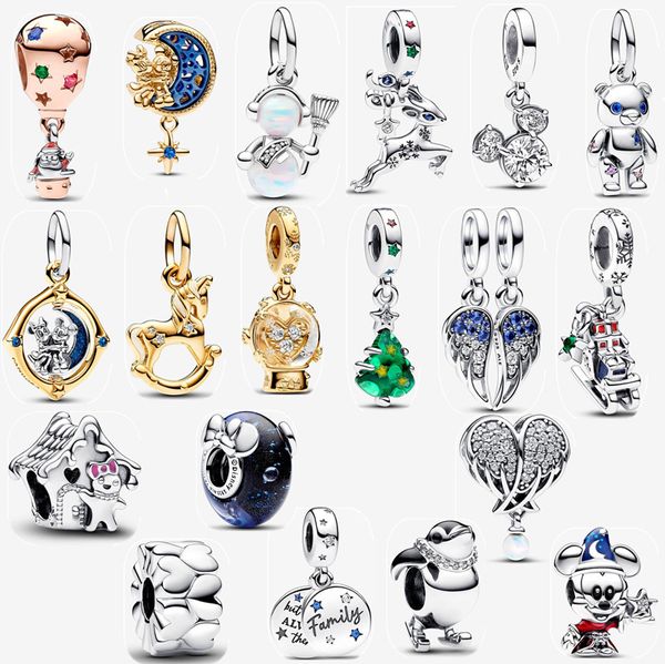 Charms 2023 Cadeau de vacances de Noël Bracelets à breloques en argent Rocking Unicorn Dangle pendentif DIY fit Pandoras collier ME bracelet pour femmes