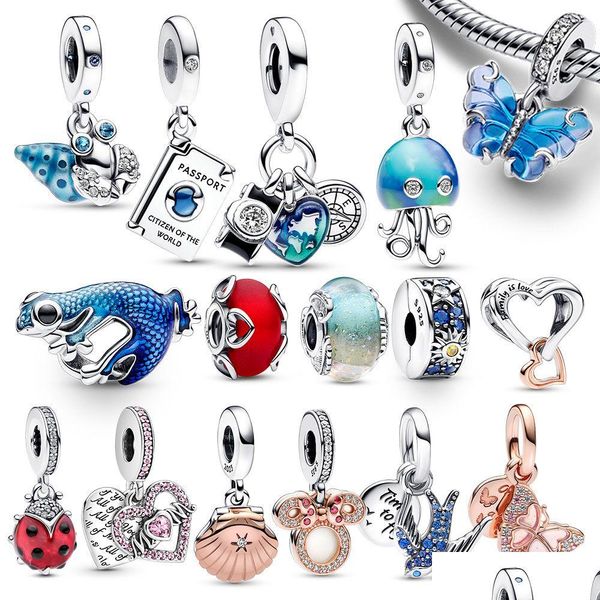 Charms 2023 Summer 925 Sterling Sier Cangrejo Medusa Para Pandora Original Pulsera Collar Mariposa Colgante Viaje Gota Entrega Je Dhz6M