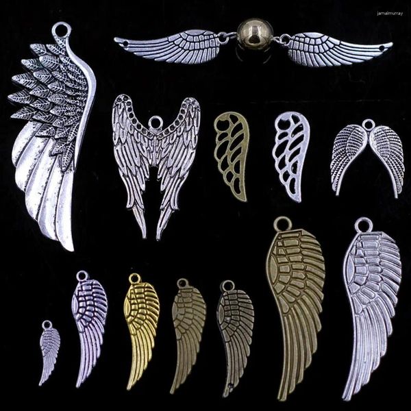 Breloques 20g pendentifs aile oiseau Angle argent or Bronze couleur métal pour colliers à breloques bijoux résultats de bricolage