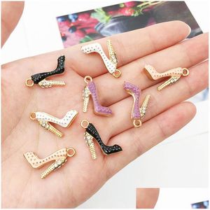 Charms 20pc / lot 15x17mm strass chaussure à talons hauts pendentif accrocher des bijoux de bricolage adaptés au bracelet collier faisant des bijoux de livraison directe fi dhe0m