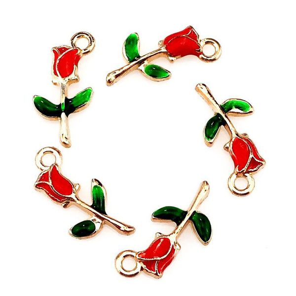 Charms 20 pzas/lote colgante de flor rosa apto para vidrio medallón flotante magnético pulsera fabricación de collares entrega de joyería Findin Dhaj2