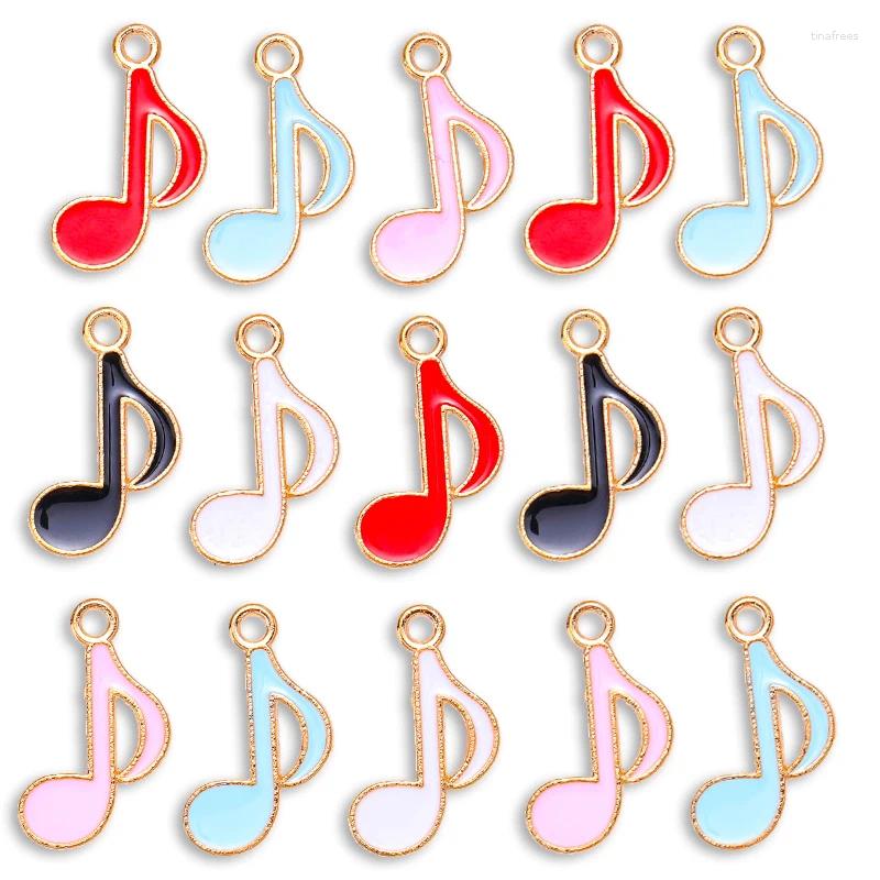 Charmes 20 pièces 20 13MM Note colorée émail pendentif charme pour boucles d'oreilles Bracelet fabrication de bijoux bricolage artisanat accessoires en gros