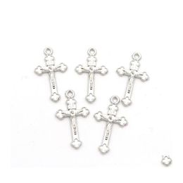 Charmes 20pcs 27mm couleur antique italie jésus catholicisme croix pendentif à breloque en métal pour la fabrication de bijoux bricolage bracelet collier accessori dhgnq