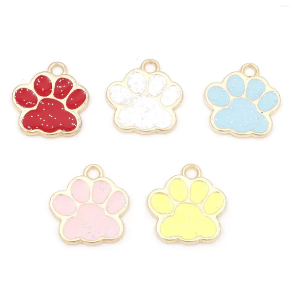 Breloques en émail, griffe de chien mignonne, couleur or pour la fabrication de bijoux, pendentifs en métal colorés, résultats de bricolage, 17mm X 16mm, 20 pièces