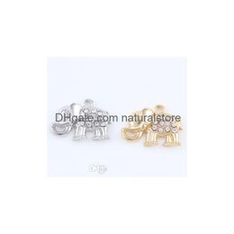 Charms 20 stcs/lot 16x3m goud sier kleur dier olifant hang hanger fit voor magnetisch geheugen drijvende medaillon druppel levering sieraden fi dhord