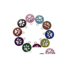 Charms 20 stcs/lot kleuren 18 mm Cat Dog Paw Prints voetafdruk hangen hangers fit voor doe -het -zelf telefoonstrips sleutelhangers tas mode sieraden drop dheau