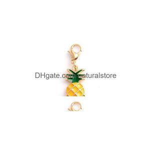 Charms 20 -stcs/lot gouden plaat ananas drijvende hanger geschikt voor magnetisch geheugen medaillet ketting armband sieraden druppel levering dhjel