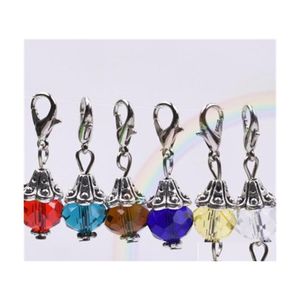 Charms 20Pcs / Lot Mix Couleurs Cristal Pierre De Naissance Dangles Anniversaire Pierre Pendentif Charmes Perles Avec Fermoir Homard Pour Médaillon Flottant C3 Dhnr0