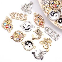 Charmes 20 pièces/lot vente brillant strass mot Animal pour bijoux bricolage fabrication en gros collier boucle d'oreille Bracelet pendentifs