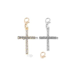 Charms 20pcs / lot Sier Plaqué Or Strass Croix Flottant Pendentif Fit Pour Médaillon Magnétique Fabrication De Bijoux Drop Livraison Résultats C Dhaoh