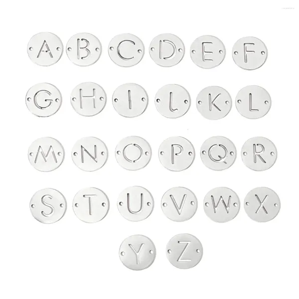 Charms 20pcs/lote Alphabet alphabet A-Z 26 Letras 316L Conectores de acero inoxidable Nombre inicial de pulseras impermeables DIY Joyas