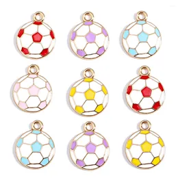 Charmes 20 pièces belle émail Football alliage pendentif charme pour Couples Bracelet boucles d'oreilles porte-clés bijoux à bricoler soi-même faisant des fournitures