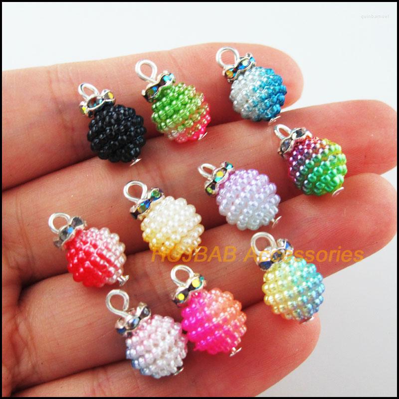 Charms 20Pcs Mixed Acrylic Bayberry Ball Crystal Crown Pendants 10x16mm