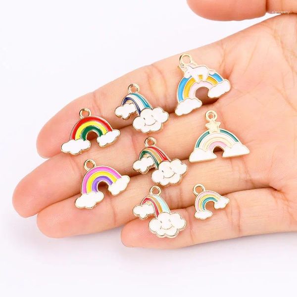 Charmes 20 pièces Style mixte alliage huile goutte à goutte bijoux à bricoler soi-même faisant mignon dessin animé coloré poney charme arc-en-ciel émail boucle d'oreille collier pendentif