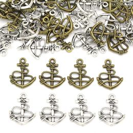 Breloques 20 pièces pendentif Vintage ancre de mer pour la fabrication de bijoux collier à faire soi-même Bracelet Bronze bateau breloque en métal