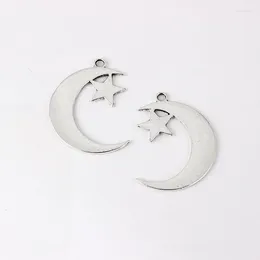 Charms 20PCS Tibetaans Zilveren Celestial Moon Star Crescent Hangers Voor Ketting Maken Sieraden Bevindingen 44x32mm