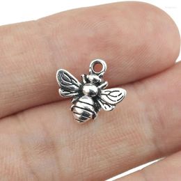 Breloques 20 pièce/lot 13 13mm, pendentif mignon petite abeille pour la fabrication de bijoux à faire soi-même, alliage de couleur argent Antique