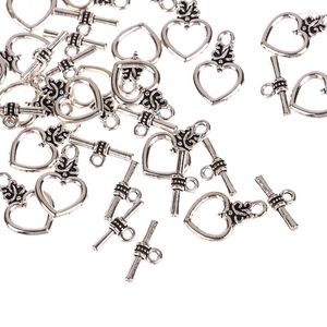 Charms 20set Antieke zilverkleur Tibetaanse legering Hartring Haak Haak Toggels Kralen voor sieraden maken DIY Bracelet kettingaccessoires maken