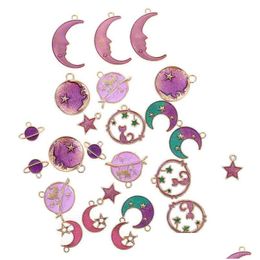 Charms 24Pcs Colgantes de aleación Moon Star Diy Fabricación de joyas Adornos Drop Delivery 202 Dhtj7