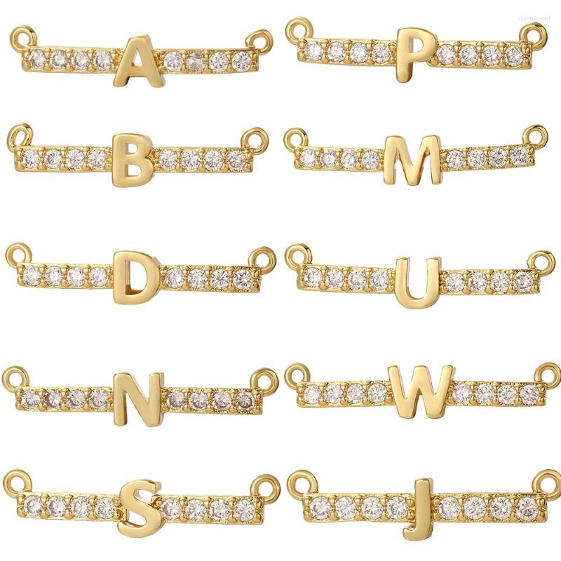 Encantos 26 conectores de letras para fazer jóias suprimentos buraco duplo designer inicial diy pulseira colar brinco