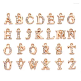 Bedels 26 stks/set Licht Verguld Legering Strass Alfabet Letter A-Z Kristal Voor DIY 12,5-13,5x5,5-12x2,5mm Gat: 1,4 mm