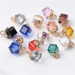 Charmes 27 couleurs Crystal Pendant Collier Diy Bracelet Accessoires de bijoux carrés Composants Pendants Rhingestones Drop Deved Dheu8