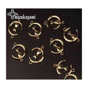 Charms 28 mm zink legering hanger gouden holle maan katvorm connector voor doe -het -zelf ketting sieraden maken het vinden van accessoires drop leveren dhi9x