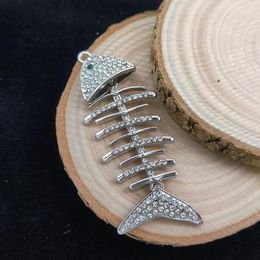 Charms 29x75 mm Poisson à os cristallin pour boucles d'oreilles Bracelet Making Accessoires Pendants de collier BIEILIR DIY