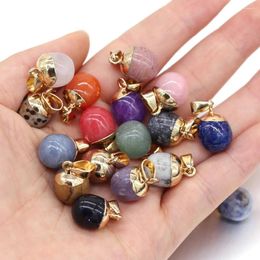 Charmes 2pc pendants en pierre naturelle reiki guérir petit lapis rond lazuli opale pour les bijoux à la mode
