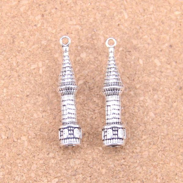 Dijes 2 uds Castillo Spire 41x10x10mm colgantes antiguos joyería de plata tibetana Vintage DIY para collar de pulsera