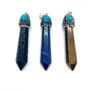 Charms 2 stks Natuursteen Zeshoekige Kolom Hanger Lapis Lazuli Vulkanische Rock Opal Chakra Edelsteen Gift Sieraden Accessoires