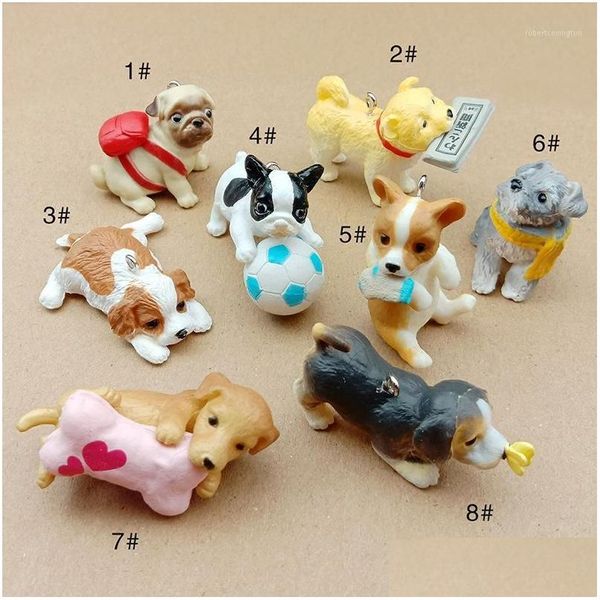 Charms 30-50mm Mode Artisanat Bijoux d'animaux Résine 3D Chien Chiot Pour Porte-clés Faisant Des Pendentifs Suspendus À La Main Matériel De Bricolage1 Goutte D Dhcsf