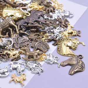 Breloques 30/50 pièces mélange cheval Bronze pendentifs poney chanceux pour Goth colliers en vrac fabrication de bijoux bricolage artisanat fait main