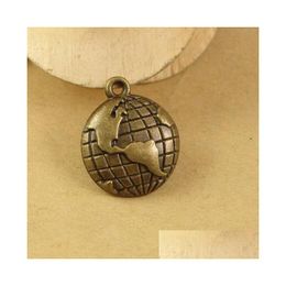 Charms 300 PCS Global Map Charm Antieke koperen Earth Pendant Globe kralen Paarden 15 mm Ronde Drop Delivery 202 DHF5O