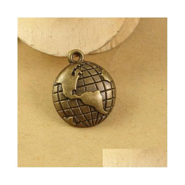 Breloques 300 Pcs Carte Mondiale Charme Laiton Antique Pendentif Terre Globe Perles Pendentifs 15Mm Livraison En Goutte Ronde 202 Dhf5O