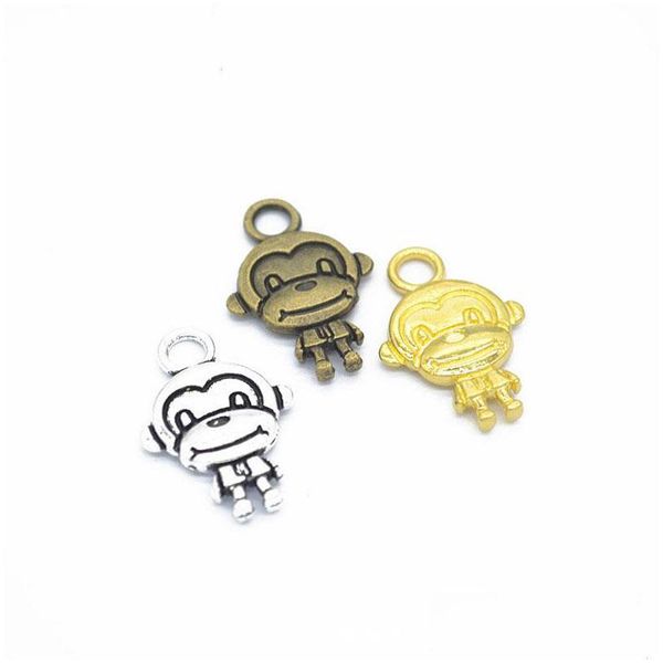 Charms 300 Unids / lote Colgante De Mono 23X15 Mm Plata Antigua Bronce Oro 4 Colores Para Opción Entrega Directa 202 Dhtol