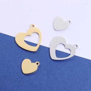 Dijes de 30 piezas de 15, 16, 25 y 26mm, Color acero inoxidable, esmalte de espejo, corazón hueco, conjunto de dijes para fabricación de joyería hecha a mano DIY, venta al por mayor