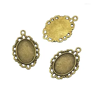 Breloques 30 pièces 13 18MM Vintage Antique Bronze plaqué collier ovale Base pendentif plateau résultats de bijoux vierges