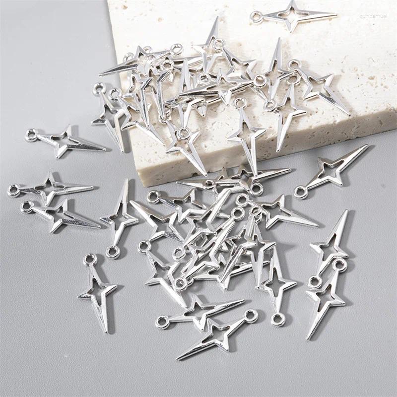 Charms 30pcs 23x10mm Shining Stars For Jewelry Making DIY Findings Antique Silver Color Alloy